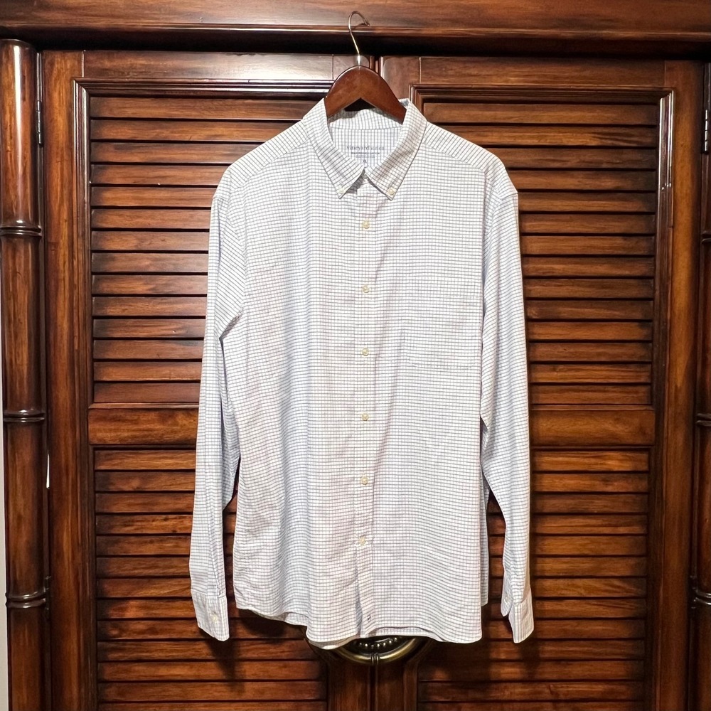 Vineyard Vines Blue & White Performance brrr Plaid Button Down Shirt Men's XL